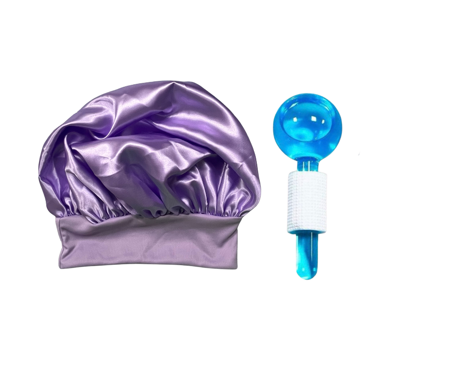 Gorro satín + rodillo masajeador globe